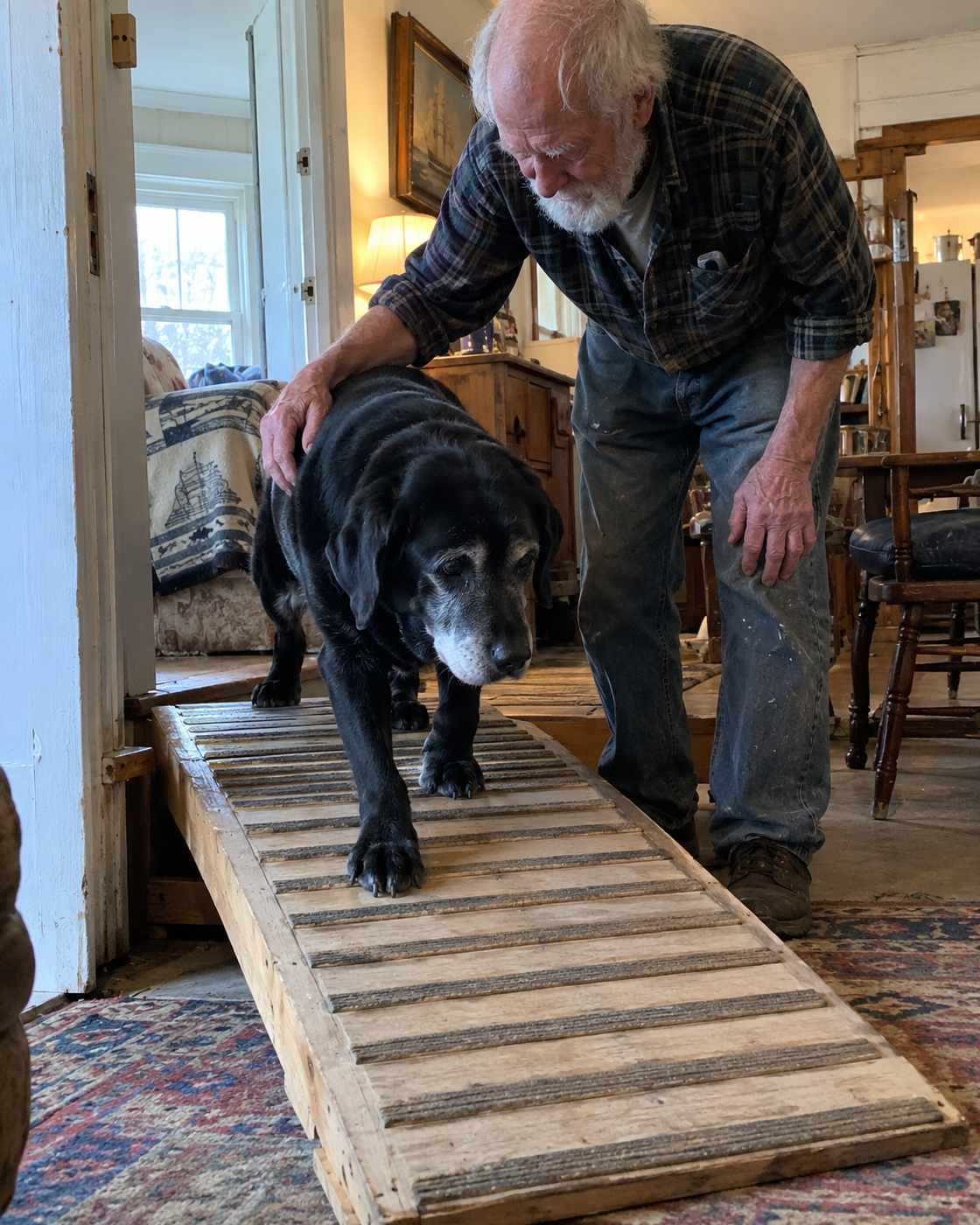 At Eighty-Five, a Ship Carpenter Built Seven Ramps for His Aging Black Lab—Then His Neighbors Asked Him to Build One More